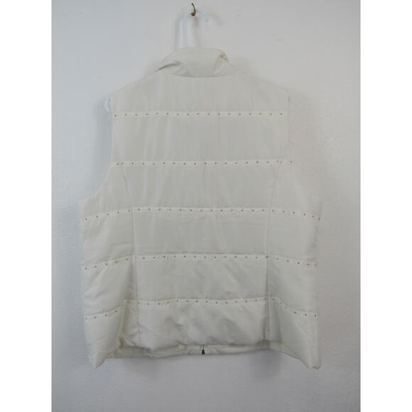 Christopher & Banks XL Stud Detail Solid Fraiche Ivory Vest White Puffer Neutral - Picture 8 of 8